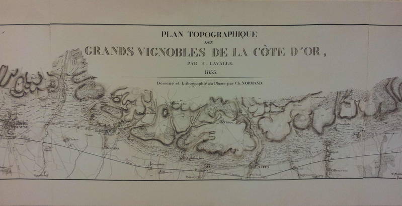 Plan topographique des grands vignobles de la Côte d'Or par le Dr J. Lavalle 1855