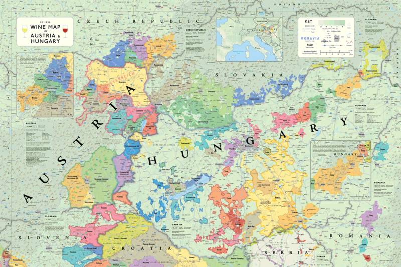Wine map of Austria and Hungary