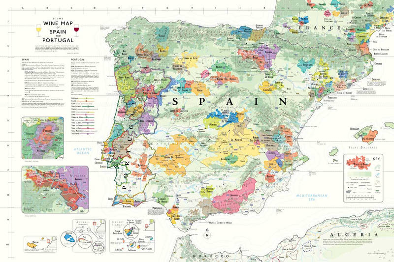 Wine map of Spain and Portugal