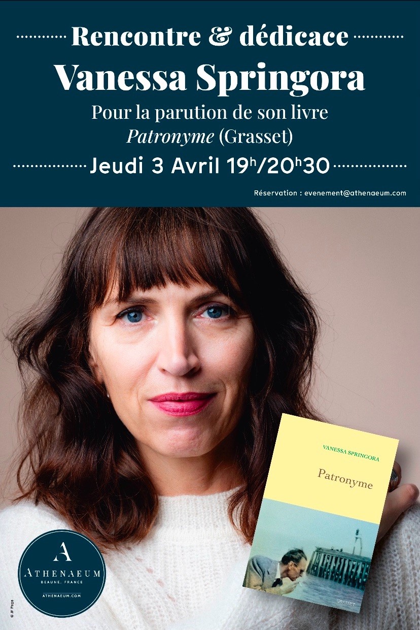 Rencontre & dédicace de Vanessa Springora, jeudi 3 avril 2025